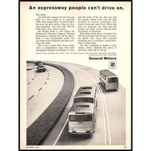 1968 GM Expressway for Buses Rush Hour Vintage Print Ad Traffic Congestion Art